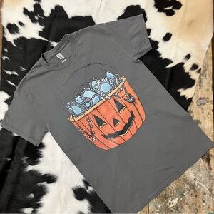 Turquoise Halloween Cowgirl Candy Pumpkin Tee